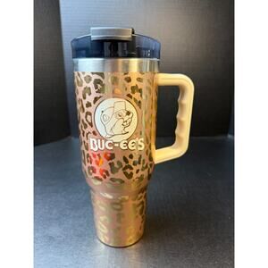 Buc-ees Yukon Outfitters Leopard Print Tumbler 40 oz Gold *No Straw